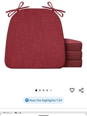 New Dark Red Dining/Kitchen Chair Cushions 4pc Set